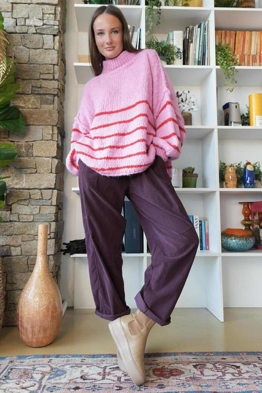 Big Softie Stripe Funnel Grunge Knit Bubblegum 